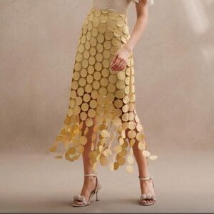 Laser Cut Multi Circle Double Layered Skirt Midi Skirt
